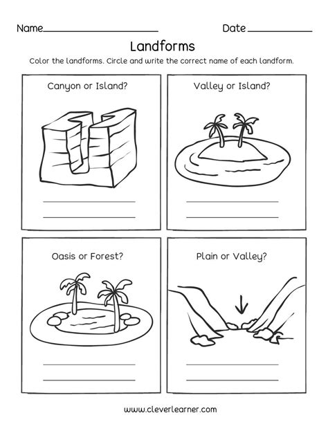 Landform Map Worksheet PDF 的图像结果