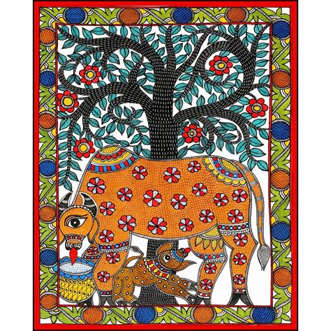 Harmony Arts Cub and Cow - Madhubani Painting 16x20 inch|Inkjet Print ...