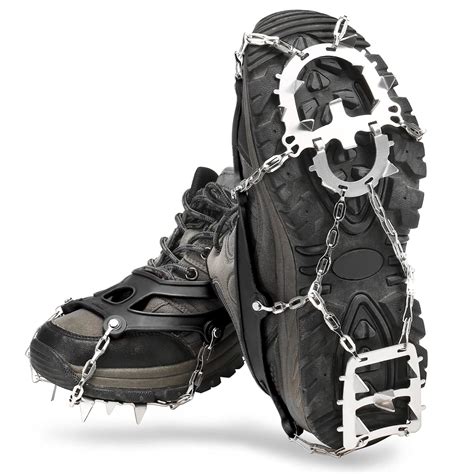 JMsDream Universal Crampons for Hiking Boots Anti Slip Ice Cleats Chain ...