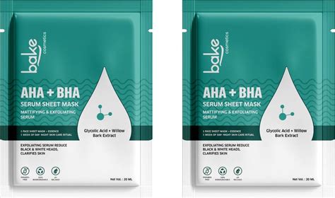 Bake Cosmetics AHA BHA Serum Sheet Mask, Glycolic & Lactic Acid ...