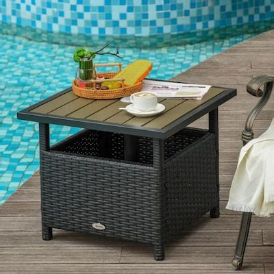 Coffee Wicker Side Table Patio Furniture at Lowes.com