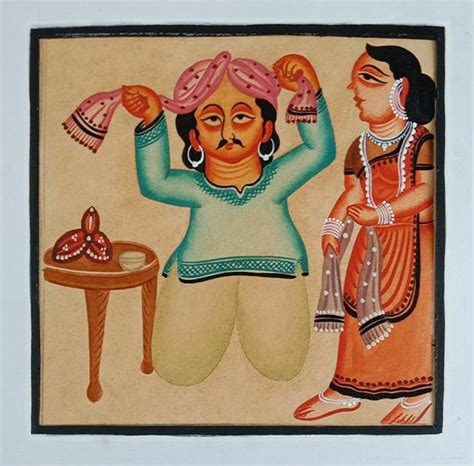 Buy Handpainted Babu and Babi Painting in Kalighat Art Online