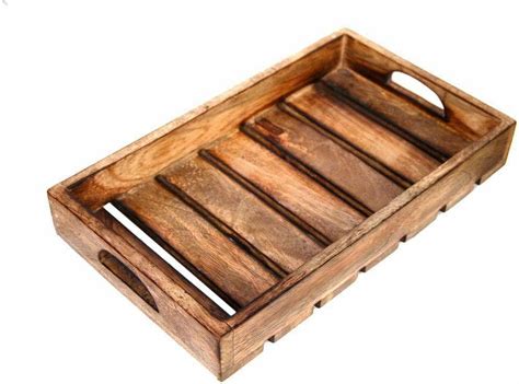 Artsio Craft Store Handmade Wooden Rectangular Serving Tray - Rustic ...