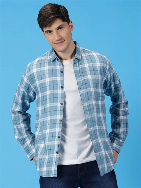 Mast & Harbour Checked Spread Collar Cotton Linen Casual Shirt - Price ...