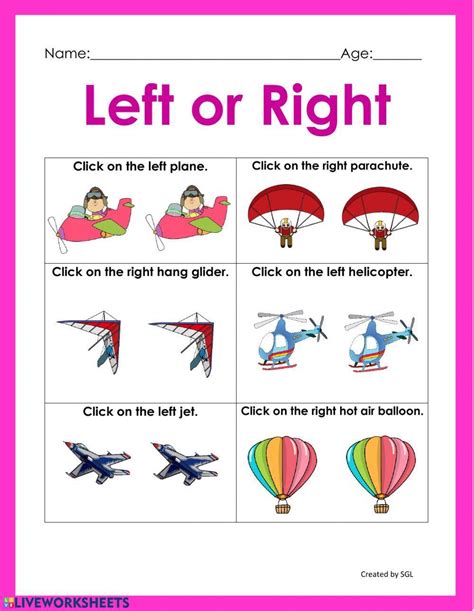 Image result for Learning Left and Right Worksheets
