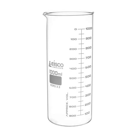 Beakers - Glass - ASTM, Tall Form, with spout made of borosilicate gla ...