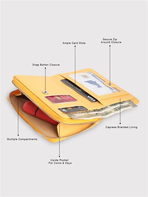 Buy Caprese Sophia Wallet Small Zip Around Yellow @ Rs.449 | Caprese Bags