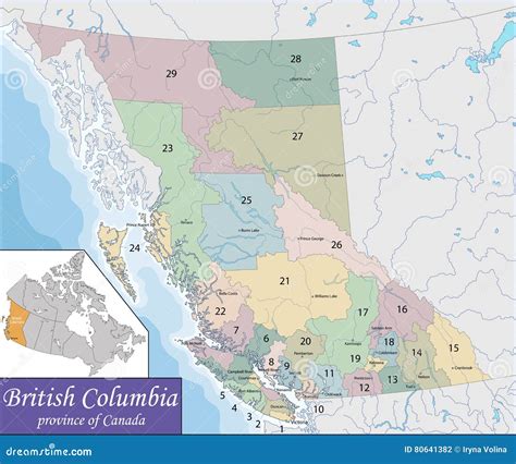 Map of British Columbia stock vector. Illustration of vancouver - 80641382
