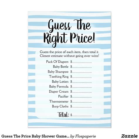Guess The Price Bridal Shower Game Blue White Invitation