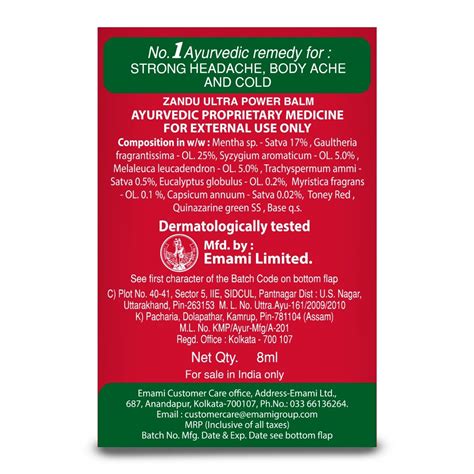 Zandu Ultra Power Balm, 8 ml Price, Uses, Side Effects, Composition ...