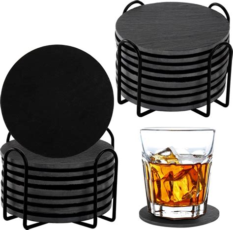 Amazon.com: 10 PCS Slate Coasters with Holder, Natural Slate Drink ...
