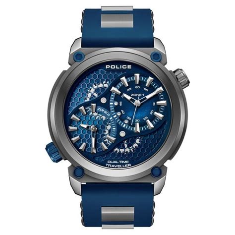 Buy Online Police Quartz Analog Black Dial Blue Colour Silicone Strap ...