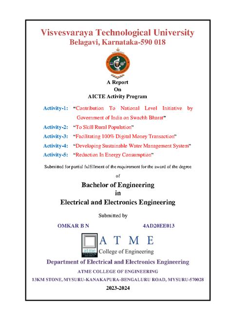 AICTE Activity Report AY: 2023-2024 on National Initiatives in India ...