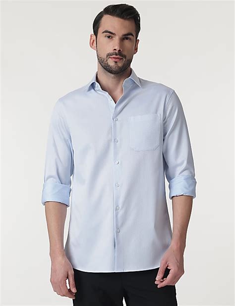 Buy Pure Cotton Self Design Full Sleeves Shirt at Marks & Spencer