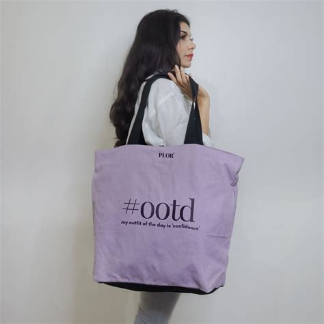 Oversized Lilac Tote Bag | Tote Bag For College | Canvas Tote Bags – PLOR