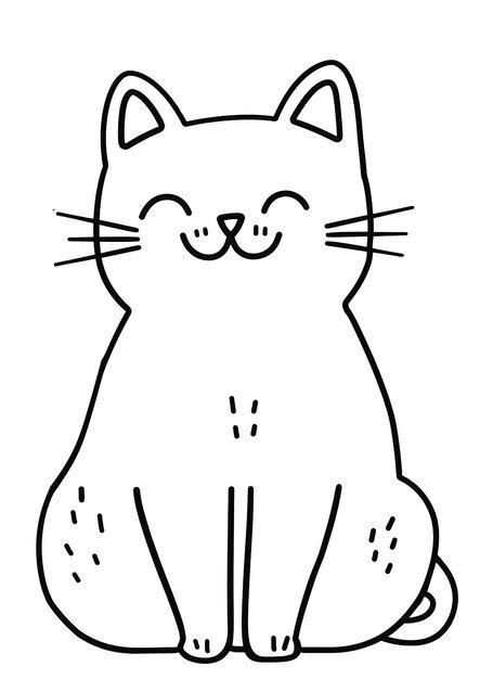 A cartoon drawing of a cat that is drawn on a white background ...
