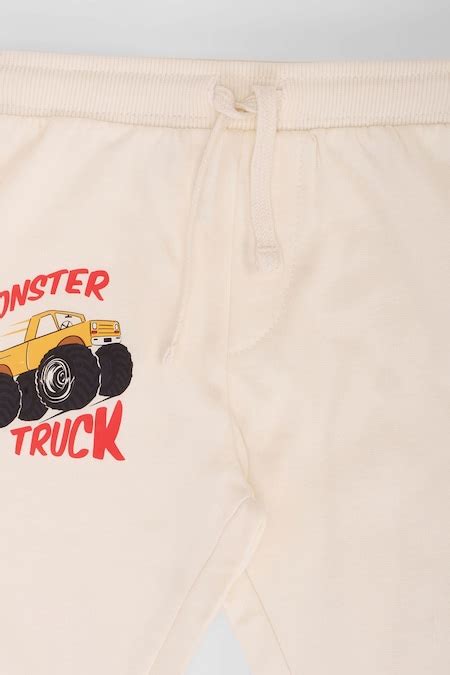 Cream Monster Truck Print Joggers - Selling Fast at Pantaloons.com