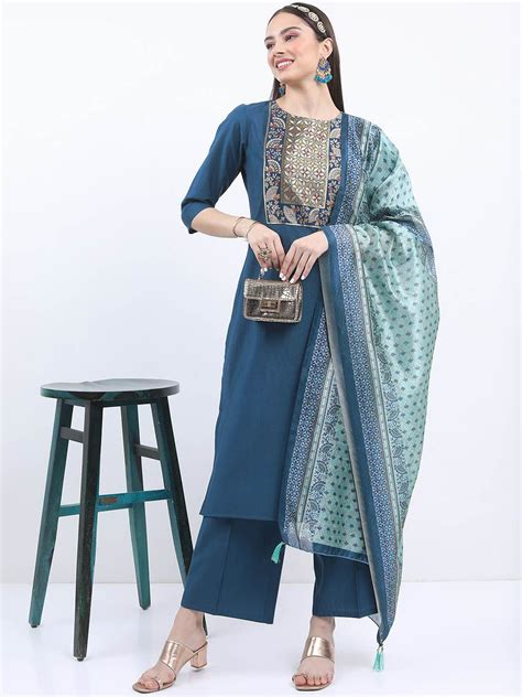 KETCH Ethnic Motifs Yoke Design Kurta With Palazzos & Dupatta - Price ...