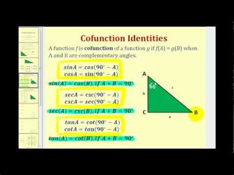 Image result for Cofunction Identities Chart