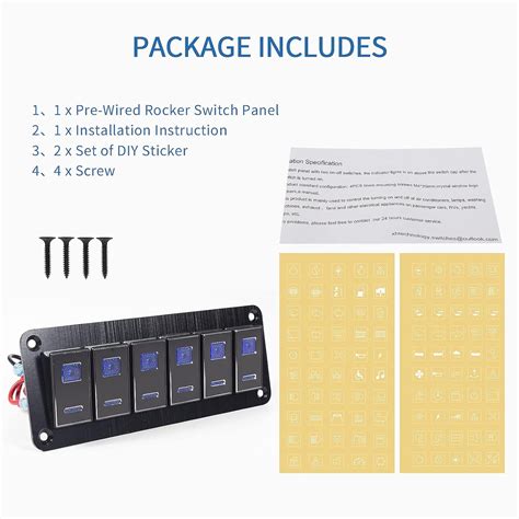 Buy Rocker Switch Panel – 6 Gang Aluminum Toggle Switch Panel, 12V/24V ...