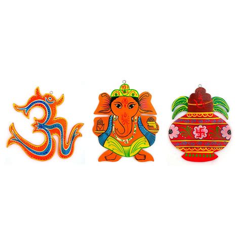 Fine Craft India Combo of Om Symbol, Ganesh Ji and Swastik Kalash ...