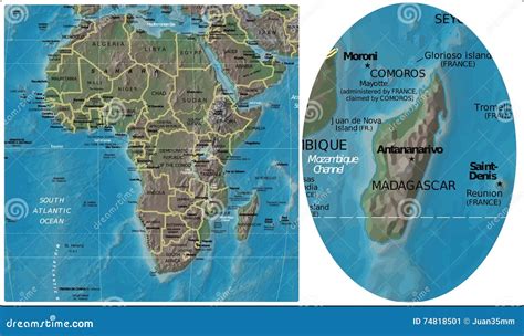 Madagascar and Africa maps stock illustration. Illustration of chad - 74818501