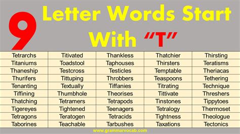 Nine Letter Words Starting With T - GrammarVocab