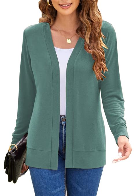 Womens Casual Lightweight Long Sleeve Cardigan Flowy Soft Open Front ...