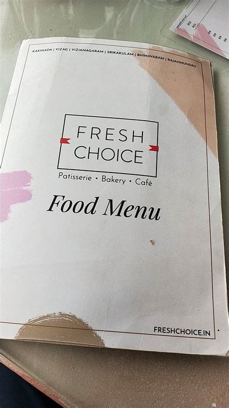 Menu at FRESH CHOICE - Patisserie Bakery & Cafe, Rajahmundry