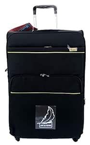 RIF Soft Lugguage Bag Black Yellow Line Nylon 4 Wheel Trolley Bag Big ...