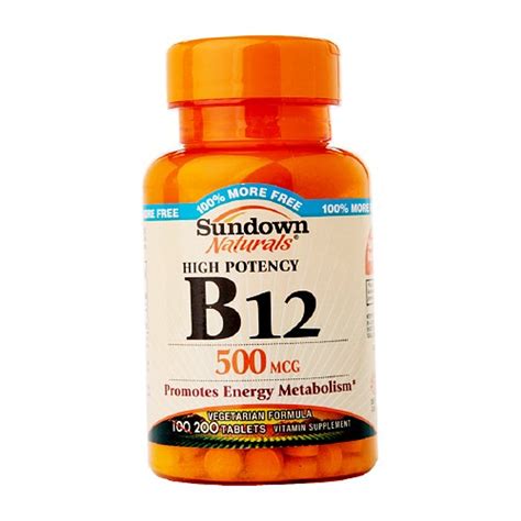 Sundown Naturals Vitamin B12 500 Mcg Tablets - 200 Ea - myotcstore.com