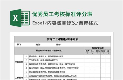 2021年优秀员工考核标准评分表-Excel表格-办图网