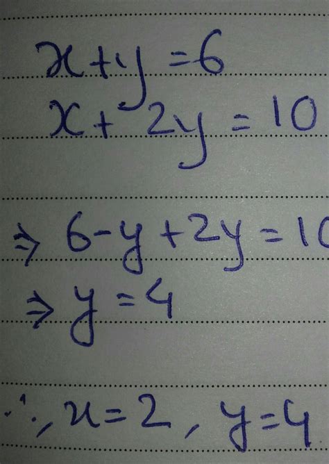 Two regression equations are x+y=6 and x+2y=10, then correlation ...
