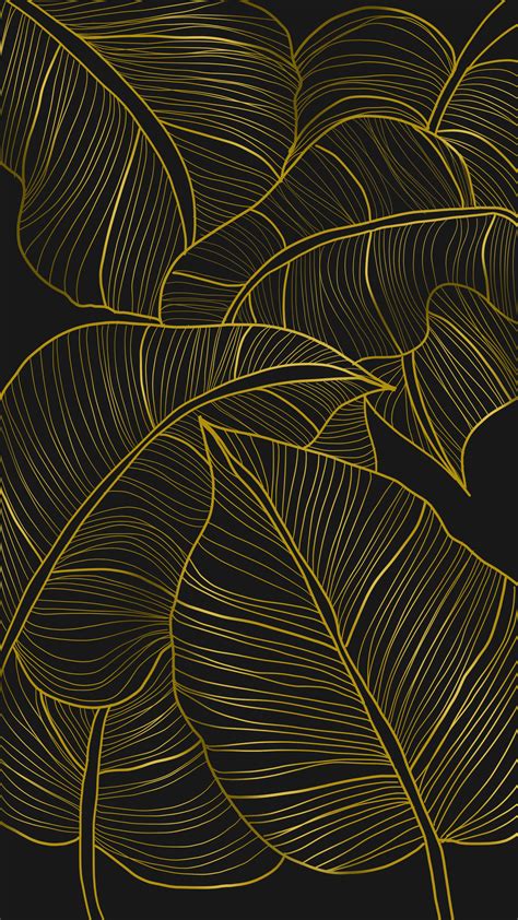 Download Gold And Black Minimalist Plant Wallpaper | Wallpapers.com