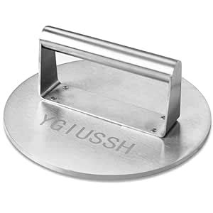 ygiussh Stainless Steel Bacon Press 8.7 Inch Round Heavy-Duty Grill ...