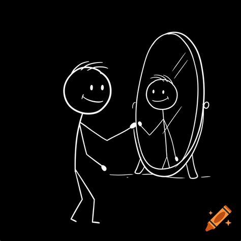 Stick figure drawing of a person smiling into a mirror. on Craiyon