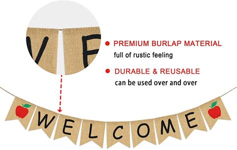 Buy Welcome Banner Burlap - First Day of School Banner - Teacher Banner ...
