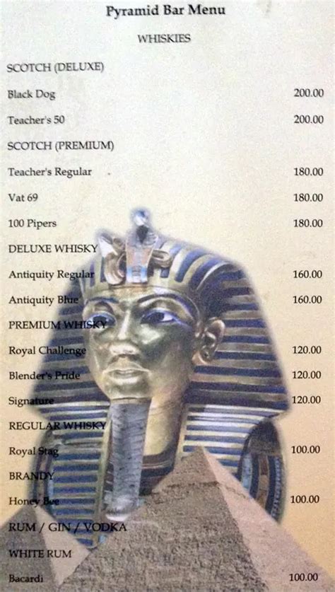 Menu at The Pyramid, Jaipur, Third Floor