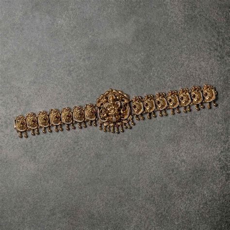 Handmade Aava Silver Temple Hip Belt with Spinel & CZ Stones | Chennai