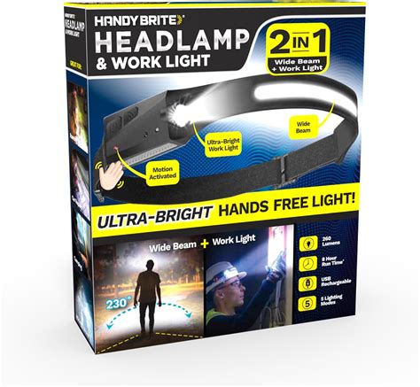 Ontel Handy Brite Rechargeable Headlamp - 260-Lumen Ultra-Bright ...