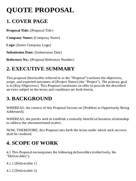 Fillable Online Quote Proposal Template Fax Email Print - pdfFiller