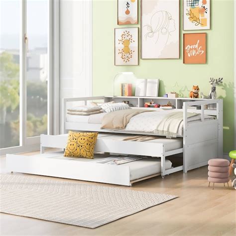 Yiekholo White Twin Extra Long Wood Daybed with Storage YLL-0687AAK at ...