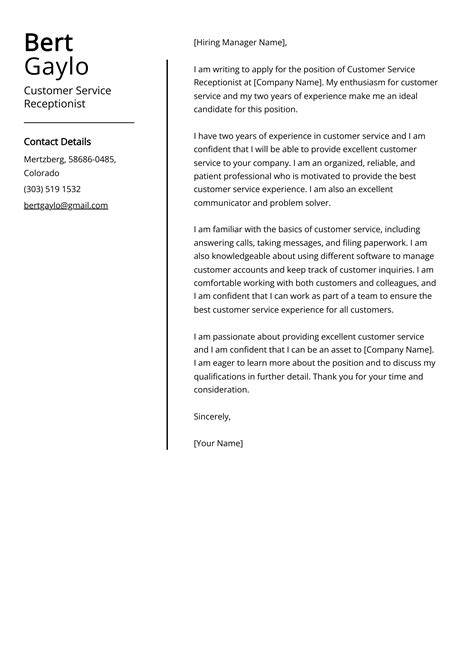 Image result for Resume Examples Receptionist Customer Service Example