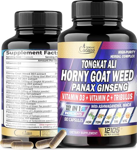 Organic Cadane Horny Goat Weed 7500mg Tongkat Ali 1500mg Panax India | Ubuy