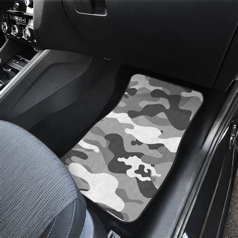 Camo Black White Car Floor Mats - Durable Car Accessories Set - AnimeBape