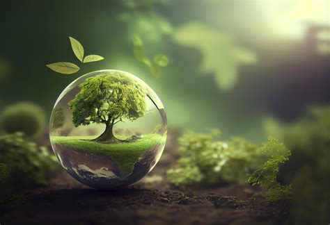 Green earth day on isolated white background. Care for the environment ...