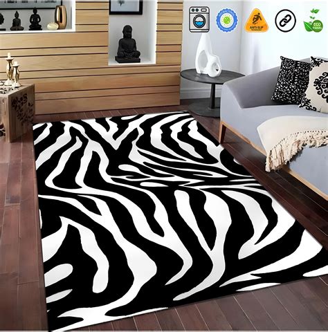 Zebra Rug, Black and White Rug, Zebra Pattern Carpet, Living Room Rug ...