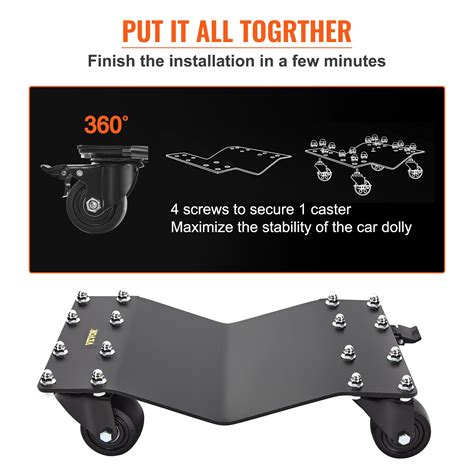 VEVOR Wheel Dolly, 8000 LBS/3600 KG Car Dollies, Wheel Dolly Car Tire Stake Set of 4 Pack, Heavy ...