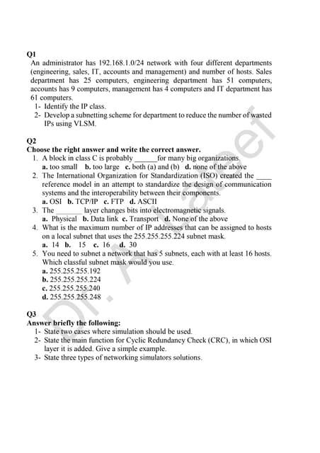 Network Simulation Questions 的图像结果