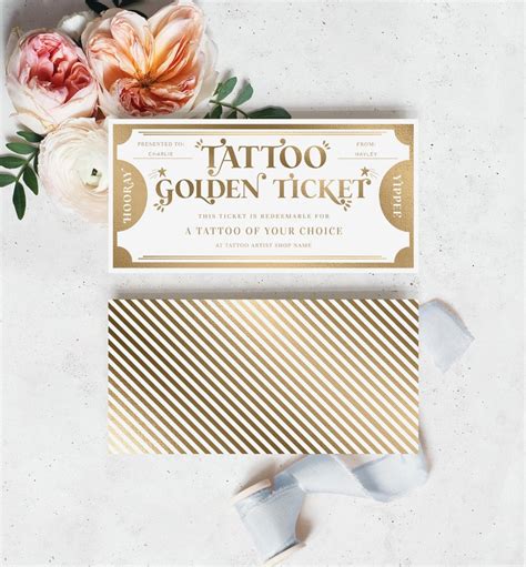 Buy Tattoo Gift Voucher Template, Golden Ticket (printable), Margo ...